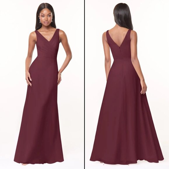 NWT Azazie Nala Cabernet Bridesmaid Dress Cocktail Gown Wedding Guest Burgundy - Picture 2 of 7